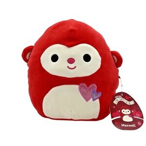 Squishmallows 8" Red Maxwell Monkey 2017 Valentine Exclusive Plush NWT RARE